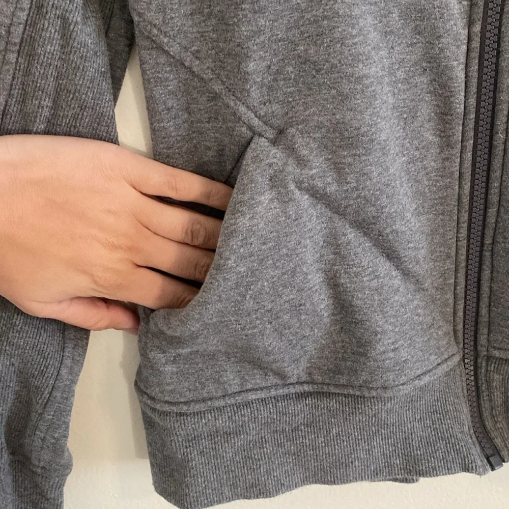 Athleta Gray Charcoal Full Zip Hoodie Fleece Lined Jacket Size Small